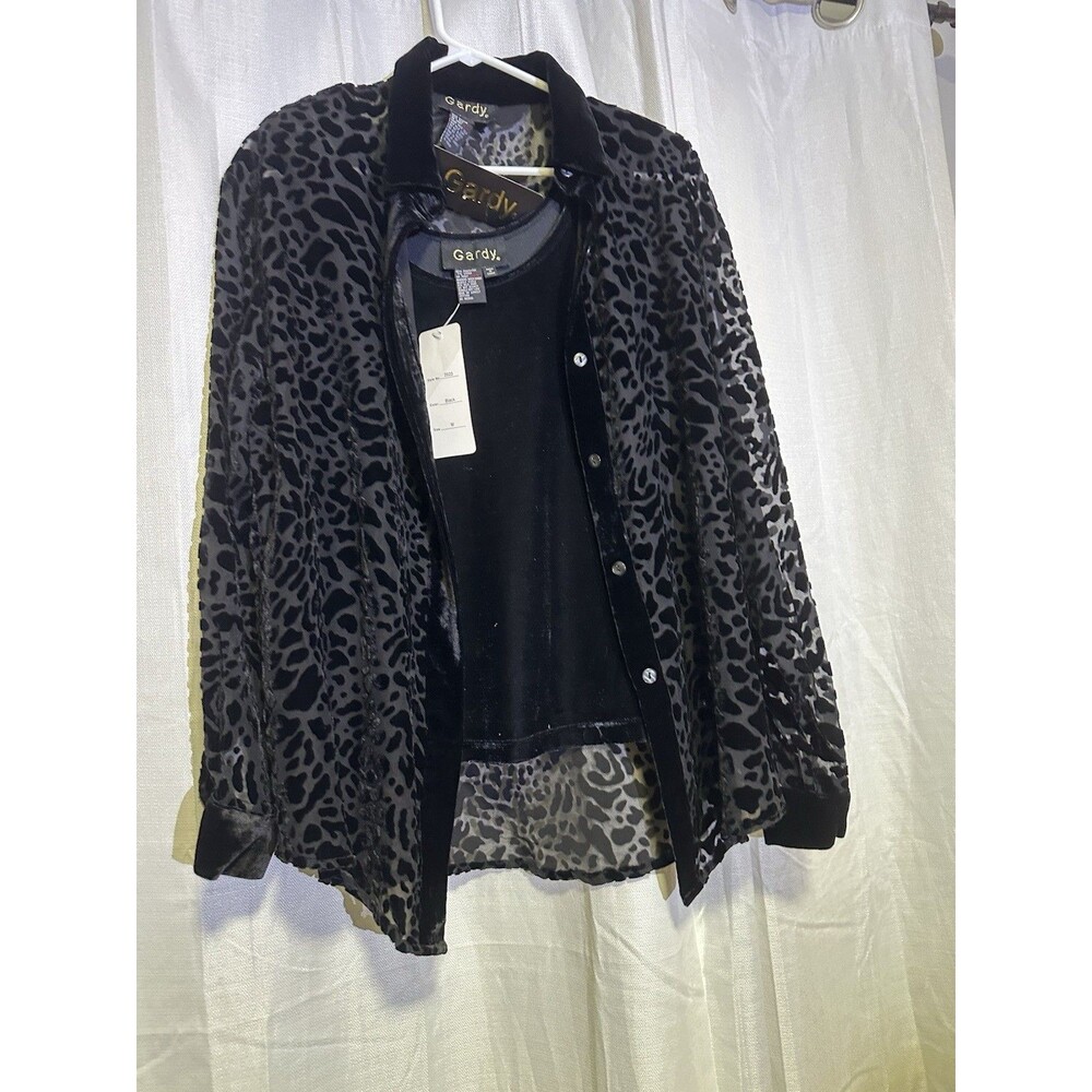 Gardy Brand Zebra Print Button-Down Blouse with Undershirt Size Medium